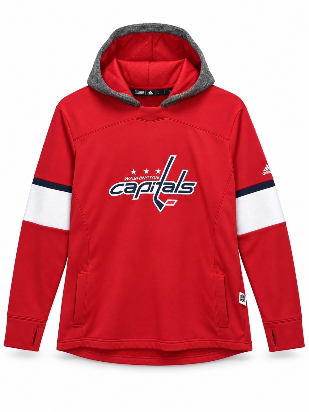 Adidas Washington Capitals Hoodie Mens Large Red NHL Hockey Pullover Logo
